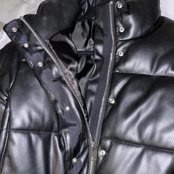 Mango Quilted Faux Leather Puffer Black - Picture 5 of 8